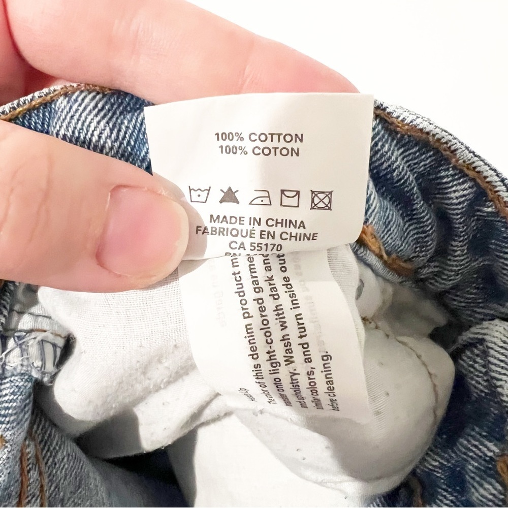 Frank & Oak Light Wash Raw Edge Straight Leg Jeans - Picture 7 of 9